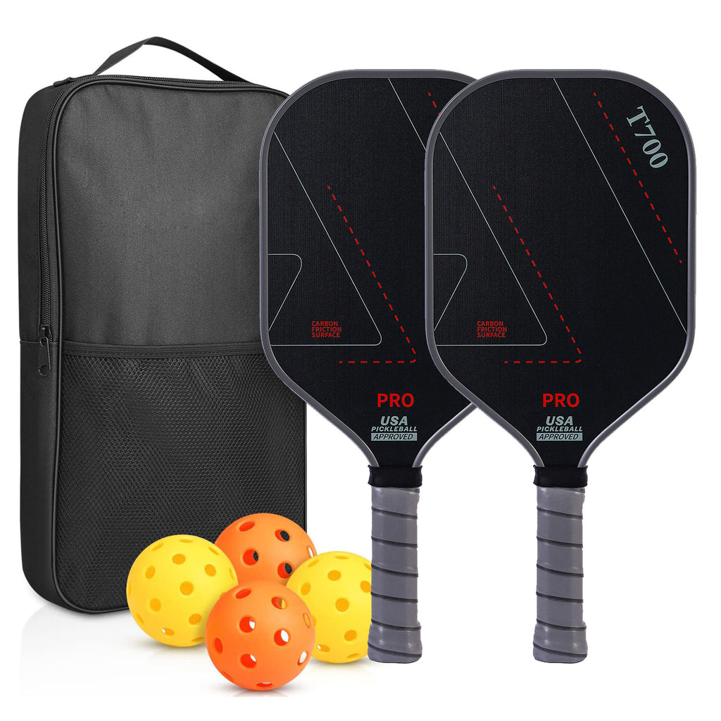 T700 Full Carbon Fiber Pickleball Paddle Set USA Pickleball Approved Textured Grit Surface 16mm Honeycomb Core 2 Paddles + 4 Balls + Carry Bag – view 5