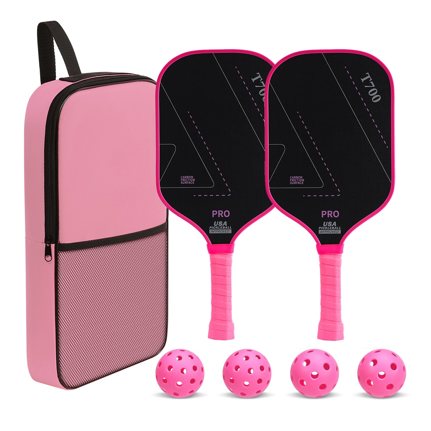 T700 Full Carbon Fiber Pickleball Paddle Set USA Pickleball Approved Textured Grit Surface 16mm Honeycomb Core 2 Paddles + 4 Balls + Carry Bag – view 6