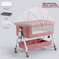 Portable Foldable Baby Bedside Bassinet Height Adjustable Co-Sleeper Crib Attachable to Bed Baby Cradle Anti-Spit-Up