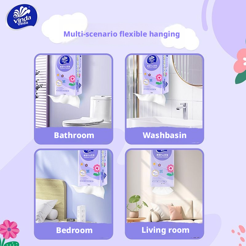 Vinda Cotton Tough Plus Hanging Facial Tissues 4-Ply S-Size 175x133mm Wood Pulp – view 5