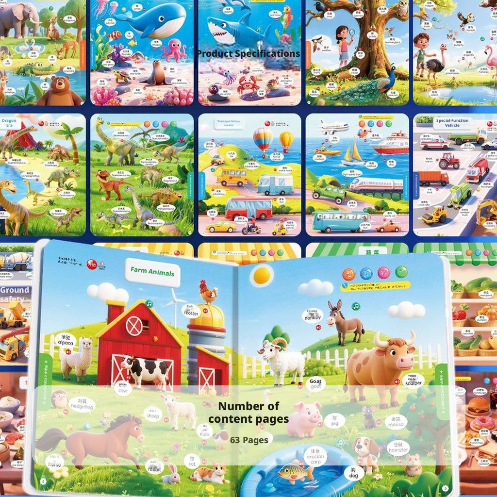 AI Bilingual Early Education Sound Book 63-Page Point-and-Read Talking Book for Kids – view 11