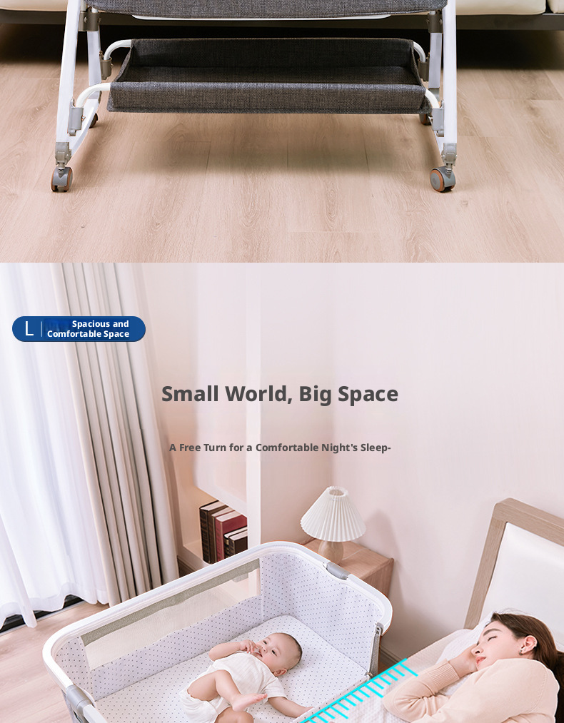 Portable Foldable Baby Bedside Bassinet Height Adjustable Co-Sleeper Crib Attachable to Bed Baby Cradle Anti-Spit-Up – view 20