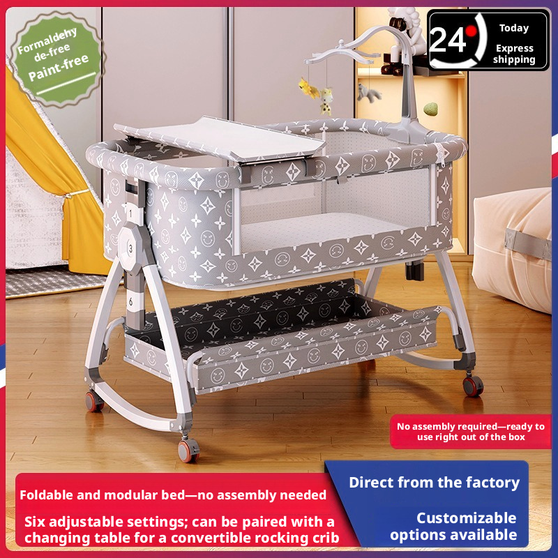 Portable Foldable Baby Bedside Bassinet Height Adjustable Co-Sleeper Crib Attachable to Bed Baby Cradle Anti-Spit-Up – view 5