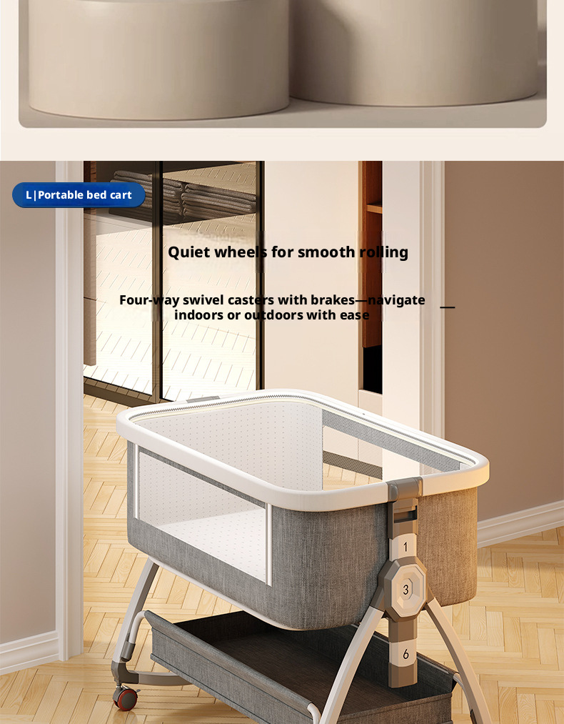 Portable Foldable Baby Bedside Bassinet Height Adjustable Co-Sleeper Crib Attachable to Bed Baby Cradle Anti-Spit-Up – view 22
