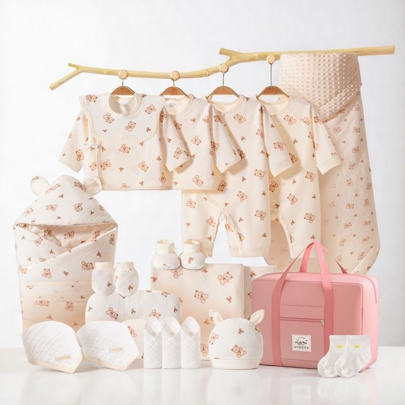 Newborn Baby & Maternity Essentials Gift Set 7A Antibacterial Pure Cotton Hospital Bag Kit Bear Print – view 2