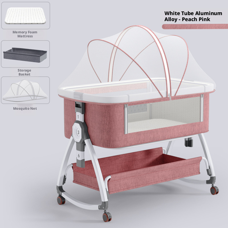 Portable Foldable Baby Bedside Bassinet Height Adjustable Co-Sleeper Crib Attachable to Bed Baby Cradle Anti-Spit-Up – view 3