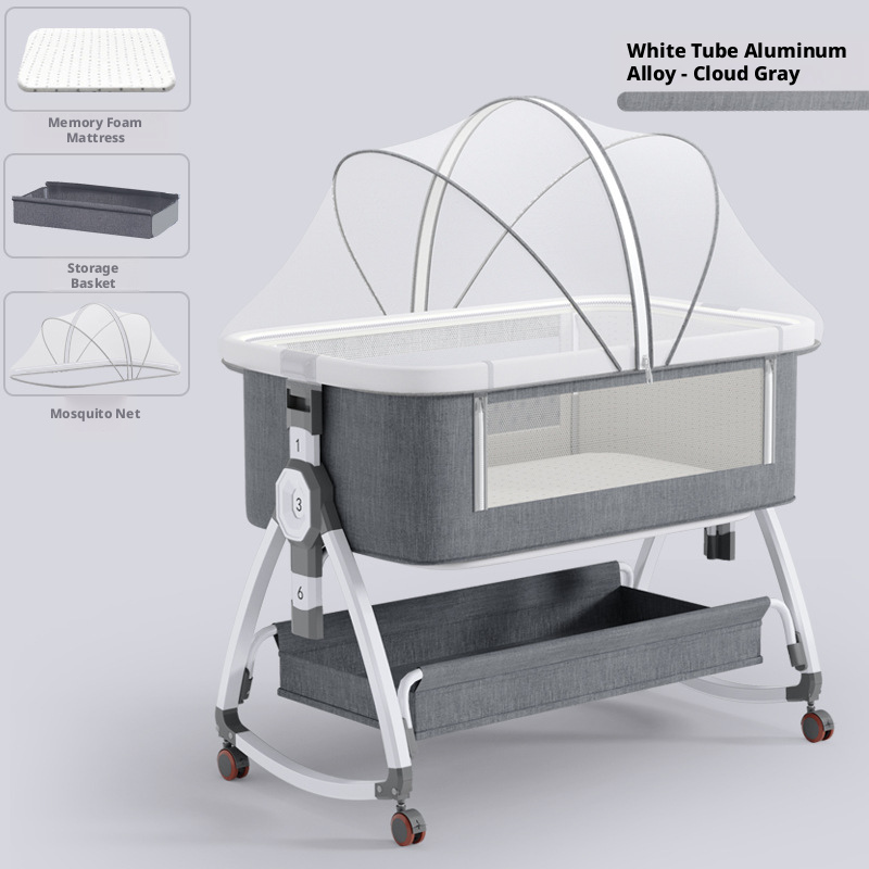 Portable Foldable Baby Bedside Bassinet Height Adjustable Co-Sleeper Crib Attachable to Bed Baby Cradle Anti-Spit-Up – view 13