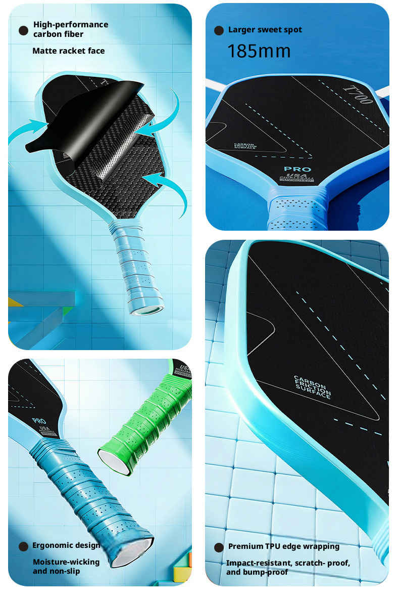 T700 Full Carbon Fiber Pickleball Paddle Set USA Pickleball Approved Textured Grit Surface 16mm Honeycomb Core 2 Paddles + 4 Balls + Carry Bag – view 16