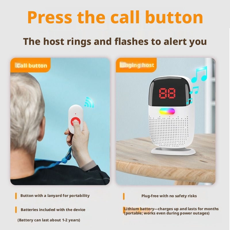 Wireless One-Touch Call Bell for Elderly & Postpartum Moms, Long-Range Bedside Emergency Caller for Bedridden or Living-Alone Seniors, Confinement Nursing Alert Pager to Call Maternity Nurse or Caregiver – view 7