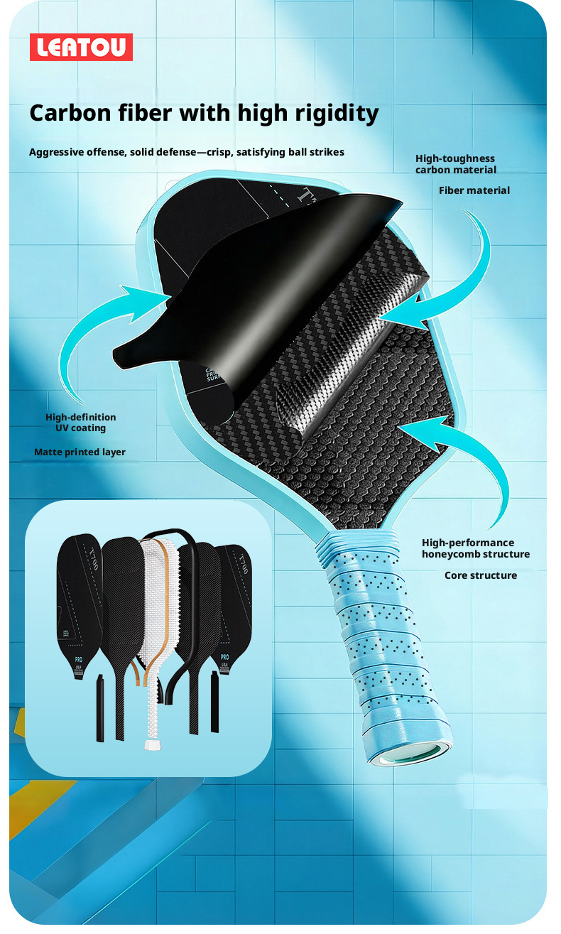 T700 Full Carbon Fiber Pickleball Paddle Set USA Pickleball Approved Textured Grit Surface 16mm Honeycomb Core 2 Paddles + 4 Balls + Carry Bag – view 20