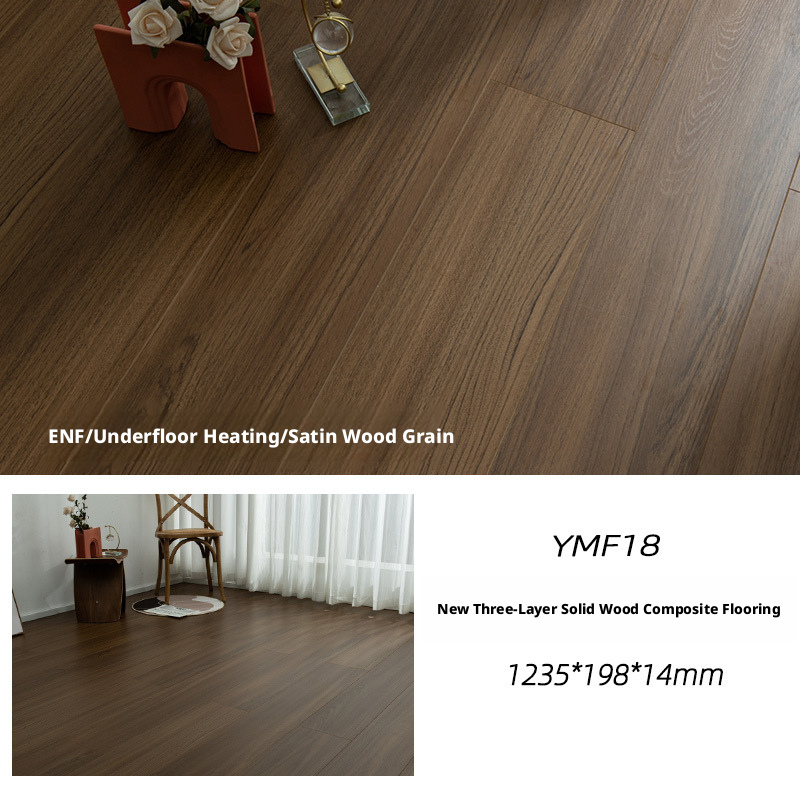 Three-Layer Engineered Solid Wood Flooring ENF Wabi-Sabi Style Knotted Wood Floor Board Underfloor Heating Compatible Vintage Black Walnut – view 8