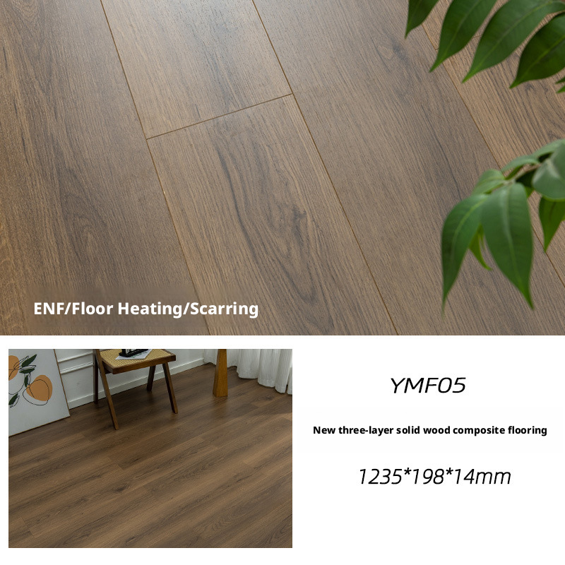 Three-Layer Engineered Solid Wood Flooring ENF Wabi-Sabi Style Knotted Wood Floor Board Underfloor Heating Compatible Vintage Black Walnut – view 12