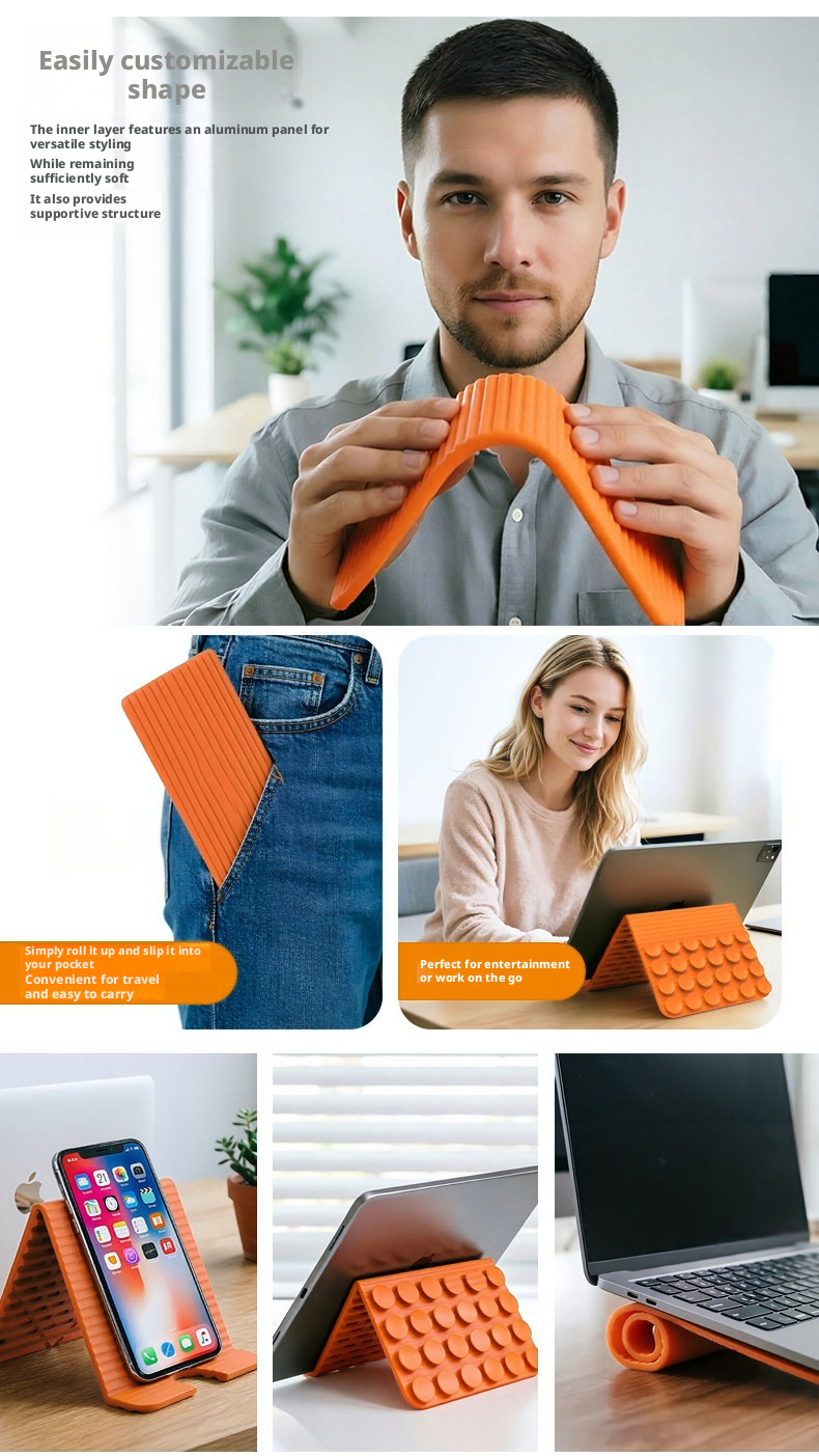 Third-Generation Silicone Foldable Phone Stand 24-Suction-Cup Design Portable Anti-Slip Flexible Multi-Angle Holder for Phone & Tablet – view 17