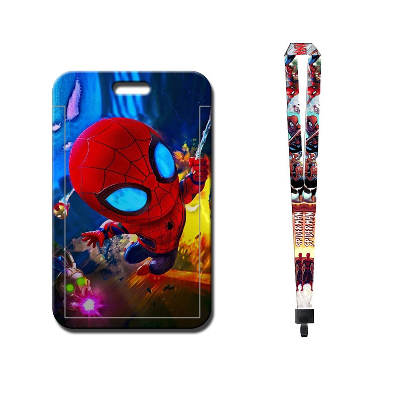 Cute Ins Style Cartoon Bus Card Holder with Neck Hanging Rope Student Meal Card Keychain – view 5