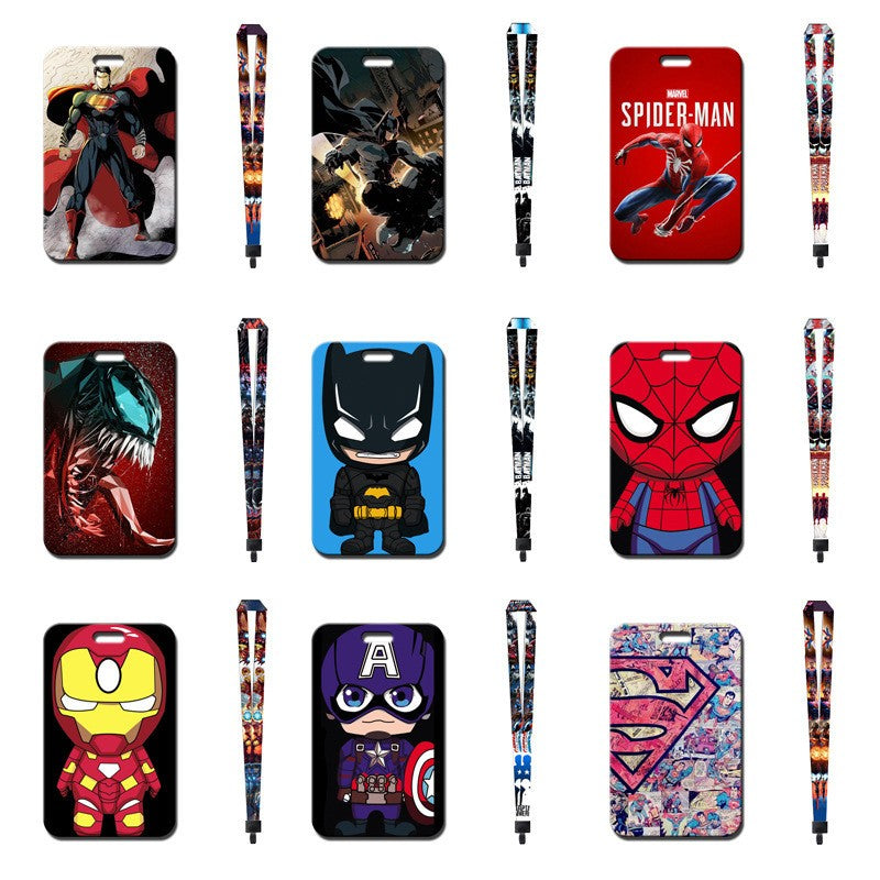 Cute Ins Style Cartoon Bus Card Holder with Neck Hanging Rope Student Meal Card Keychain – view 8
