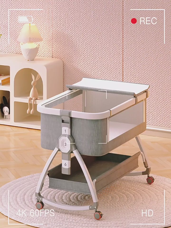 Portable Foldable Baby Bedside Bassinet Height Adjustable Co-Sleeper Crib Attachable to Bed Baby Cradle Anti-Spit-Up – view 26