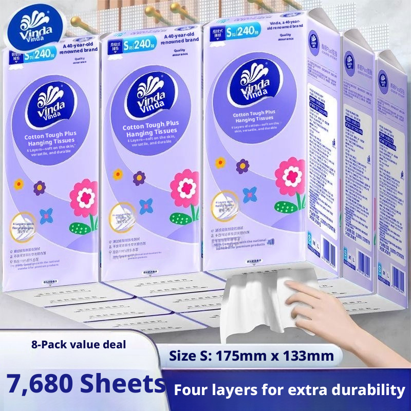 Vinda Cotton Tough Plus Hanging Facial Tissues 4-Ply S-Size 175x133mm Wood Pulp – view 9