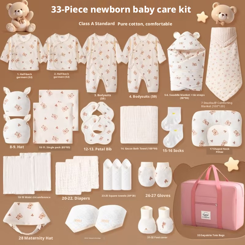 Newborn Baby & Maternity Essentials Gift Set 7A Antibacterial Pure Cotton Hospital Bag Kit Bear Print – view 11