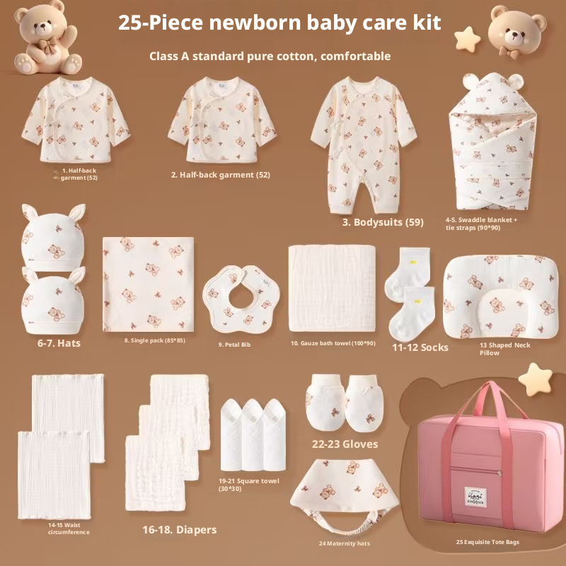 Newborn Baby & Maternity Essentials Gift Set 7A Antibacterial Pure Cotton Hospital Bag Kit Bear Print – view 10